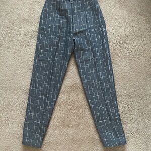 Women's Gray Patterned Straight Leg Pants